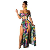 Sexy Floral Long Slit Dresses