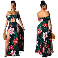 Sexy Floral Long Slit Dresses