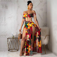 Sexy Floral Long Slit Dresses