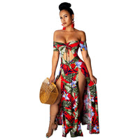Sexy Floral Long Slit Dresses