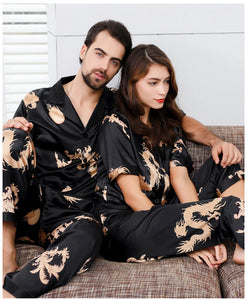 Couple Silk Satin Pajamas