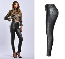 Load image into Gallery viewer, High Waist Leopard Pu Leather Pants
