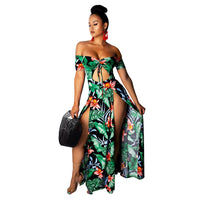 Sexy Floral Long Slit Dresses