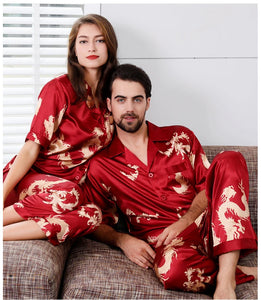 Couple Silk Satin Pajamas