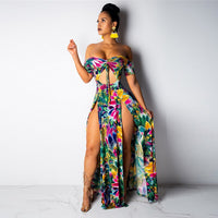 Sexy Floral Long Slit Dresses