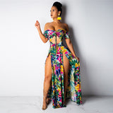 Sexy Floral Long Slit Dresses