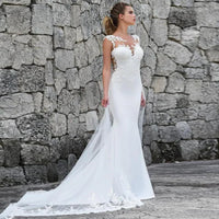 Sexy See-Through Back Sleeveless Mermaid Wedding Dress