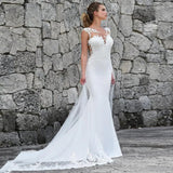 Sexy See-Through Back Sleeveless Mermaid Wedding Dress