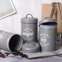 Tea Coffee Sugar Metal Jar