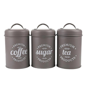 Tea Coffee Sugar Metal Jar