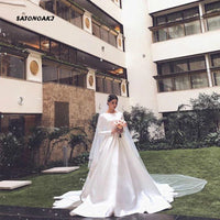 Vintage White Ivory Satin Wedding Dress