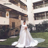 Vintage White Ivory Satin Wedding Dress