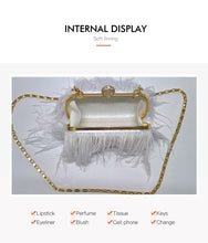 Load image into Gallery viewer, Designer Ostrich Fur Feather Clutch Bag
