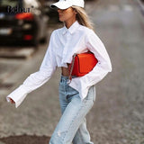 Flare Sleeve Asymmetry White Crop Top