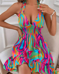 Sexy Deep V Neck Double Strip Dresses