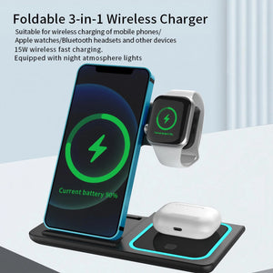 Magnetic Wireless Charging Stand for iPhone 15/14/13/12, iWatch Ultra/8/7/6/5, AirPods 3/2/Pro, Samsung