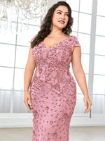 Plus Size  Elegant Sequin Evening Dress