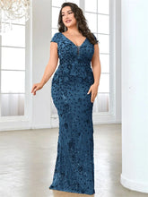 Load image into Gallery viewer, Plus Size  Elegant Sequin Evening Dress
