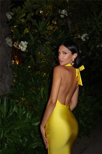 Sexy Backless High Slit Halter Dress