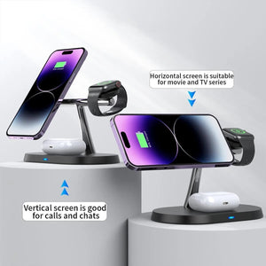 Magnetic Wireless Charging Stand for iPhone 15/14/13/12, iWatch Ultra/8/7/6/5, AirPods 3/2/Pro, Samsung