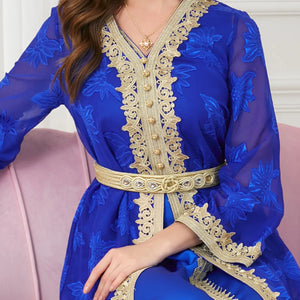 embroidered round neck abaya