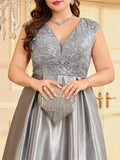 Plus Size Luxury Satin Evening Dress