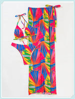 3-Piece Floral Print Knot Front Bikinis