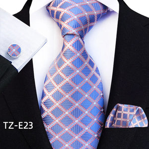 Luxury Men's Ties with Pocket Square & Cufflinks