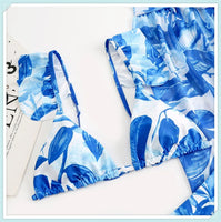 3-Piece Floral Print Knot Front Bikinis