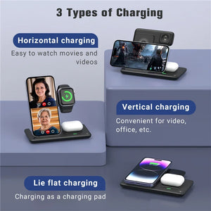 3 In 1 Wireless Charger Stand Pad For iPhone