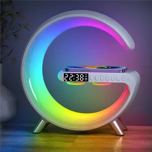 Wireless Charger Stereo Bluetooth Speaker Night Light Alarm Clock