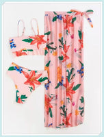 3-Piece Floral Print Knot Front Bikinis