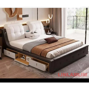 Ultimate Genuine Leather Tech Smart Multifunctional Massage Bed With Projector