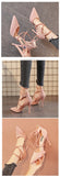 Suede Pointed Cross Toe Strap High Heel Shoes