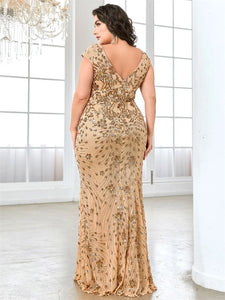 Plus Size  Elegant Sequin Evening Dress