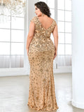 Plus Size  Elegant Sequin Evening Dress