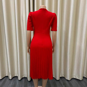 Elegant Pleated Office Dresses