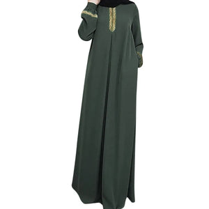 Long Muslim Dress Embroidery Kaftan Abaya