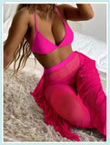 3-Piece Floral Print Knot Front Bikinis