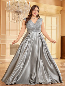 Luxury Satin V-Neck Evening Dress