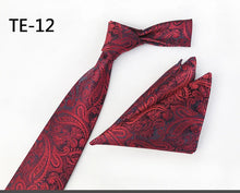 Load image into Gallery viewer, Luxury Men&#39;s Ties with Pocket Square &amp; Cufflinks
