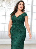 Plus Size  Elegant Sequin Evening Dress