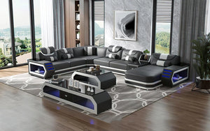 American style villa modern multifunctional  genuine leather sofa