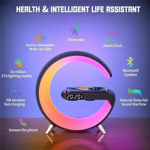 Wireless Charger Stereo Bluetooth Speaker Night Light Alarm Clock