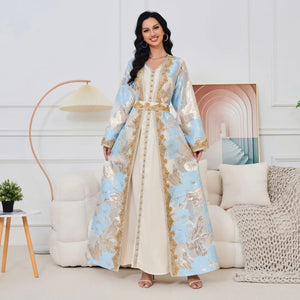 2 Pieces Set Dubai Abaya Kaftan For Wedding