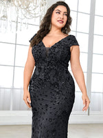 Plus Size  Elegant Sequin Evening Dress