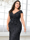 Plus Size  Elegant Sequin Evening Dress