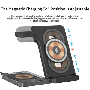 Magnetic Wireless Charging Stand for iPhone 15/14/13/12, iWatch Ultra/8/7/6/5, AirPods 3/2/Pro, Samsung