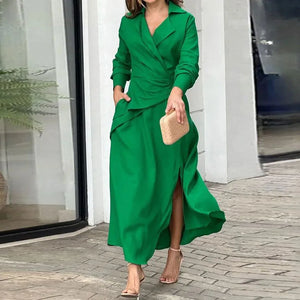 Spring Fashion Ruched Slit Asymmetrical Casual Dress