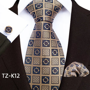 Luxury Men's Ties with Pocket Square & Cufflinks